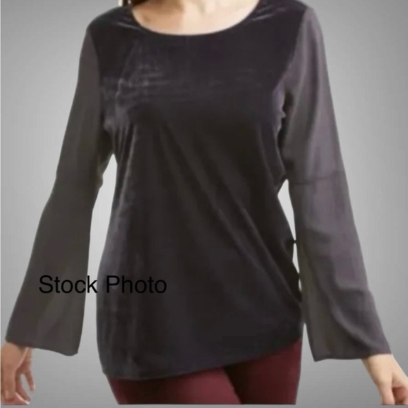 FADED GLORY VELVET AND SHEER BELL SLEEVE BLOUSE SIZE XL - Picture 5 of 8